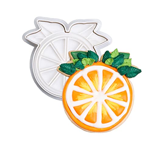 Flycalf Orange Cookie Cutters with Embosser Stamp 3D Printed PLA Citrus Fruit Shape 3.5 Inch Summer Citrus Party Birthday Baking Supplies