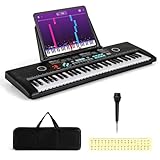【Ideal for Beginners】With 61 keys, this electric keyboard piano is perfectly tailored for beginners of all ages. Its user-friendly controls and inclusion of keynote stickers help new musicians start the learning of playing keyboard. 【Rich Functions】T...