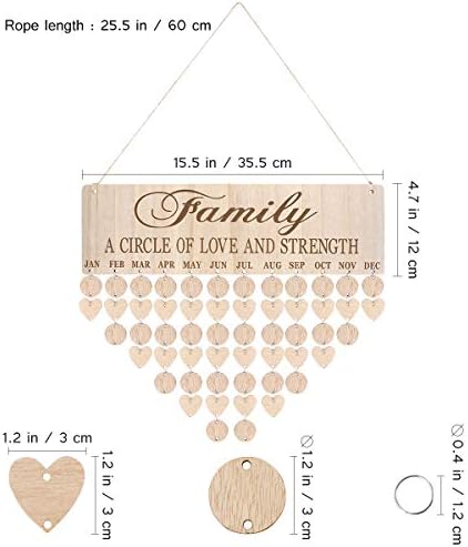 BESPORTBLE Wooden Birthday Reminder Calendar Plaque - Family Friends Birthday Reminder Calendar Wall Hanging for Christmas Decoration Halloween Party (A)