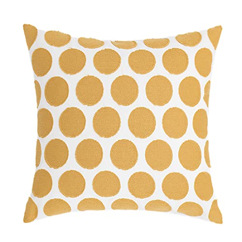 vctops Embroidery Cotton Decorative Throw Pillow Cover Boho Geometric Pattern Cushion Cover for Couch Sofa Bed (Yellow C,18"x18")