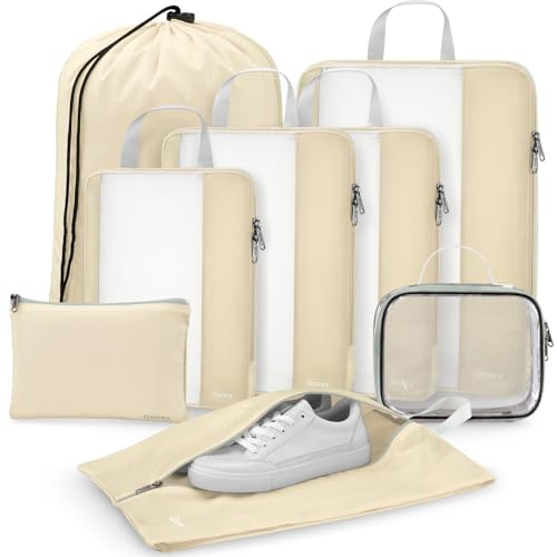 Gonex Compression Packing Cubes for Travel, Mesh Bags Luggage Organizers