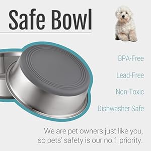 PEGYY11 Nonslip Stainless Steel Dog Bowls, 3.8 US Cup, 2 Count PEGYY11 Nonslip Stainless Steel Dog Bowls 38 US Cup 2 Count