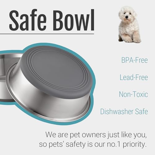 PEGYY11 Nonslip Stainless Steel Dog Bowls, 3.8 US Cup, 2 Count - Image 3