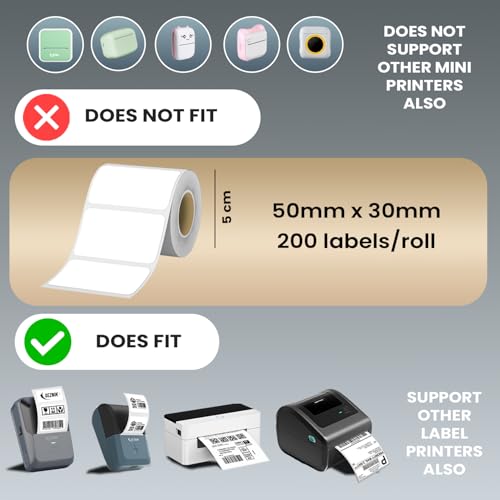 Image of Seznik Thermal Lables, 50mmx30mm Labels, 2 inch Self-Adhesive Thermal Labels for Thermal Printer [Printer NOT Included] (50mmx30mm - 1000 Lables)