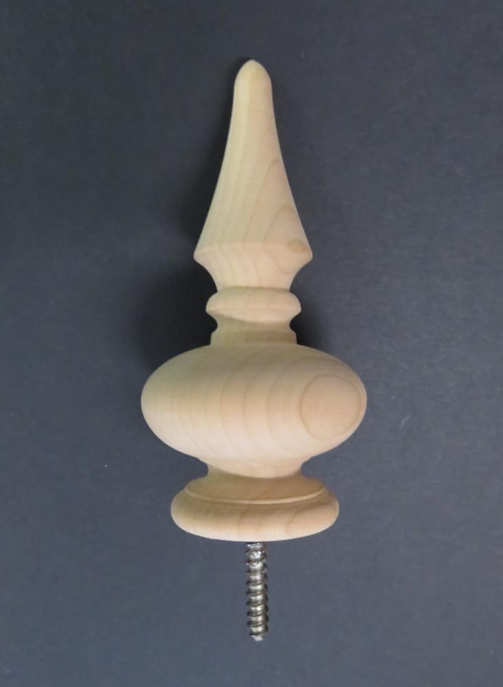 Wood Finial. 4 1/8Hx 2Wx 1.5 Base. Choice: Oak Cherry Maple Mahogany Walnut #34 (Cherry)