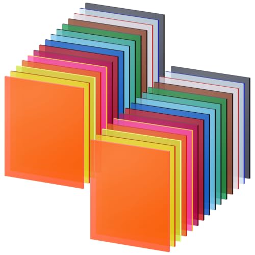 Image of Geetery 30 Pcs Colored Acrylic Sheets, 7.9 x 10 x 1 /8 Inch Thick Translucent Cast Acrylic Sheet, Plastic Board for Back to School DIY Project Picture Frame, Art Craft Laser Cutting Engraving, 15 Color