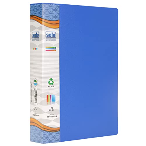Image of Solo 2-D A5 Ring Binder File Folder, Office Document Organizer with Inside Pocket, Presentation Display Plastic Voucher File for Certificates, Portfolio, Papers & Projects (1, Blue)