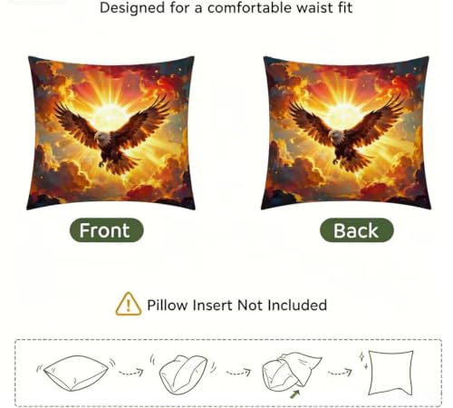 Coussin Carré Lin Impression Recto Verso Motif Aigle Sauvage - 6