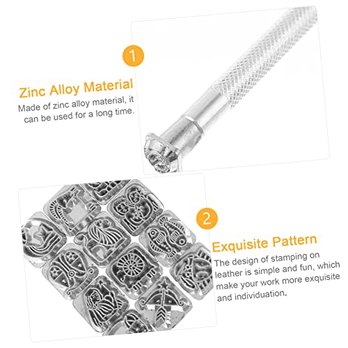 NUOBESTY 1 Conjunto 12 constelações estampadas fósforos em uma jarra ferramentas de couro kit de cou