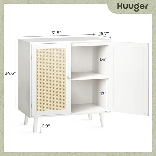 image for Huuger Buffet Cabinet with Storage, Storage Cabinet with PE Rattan Dec