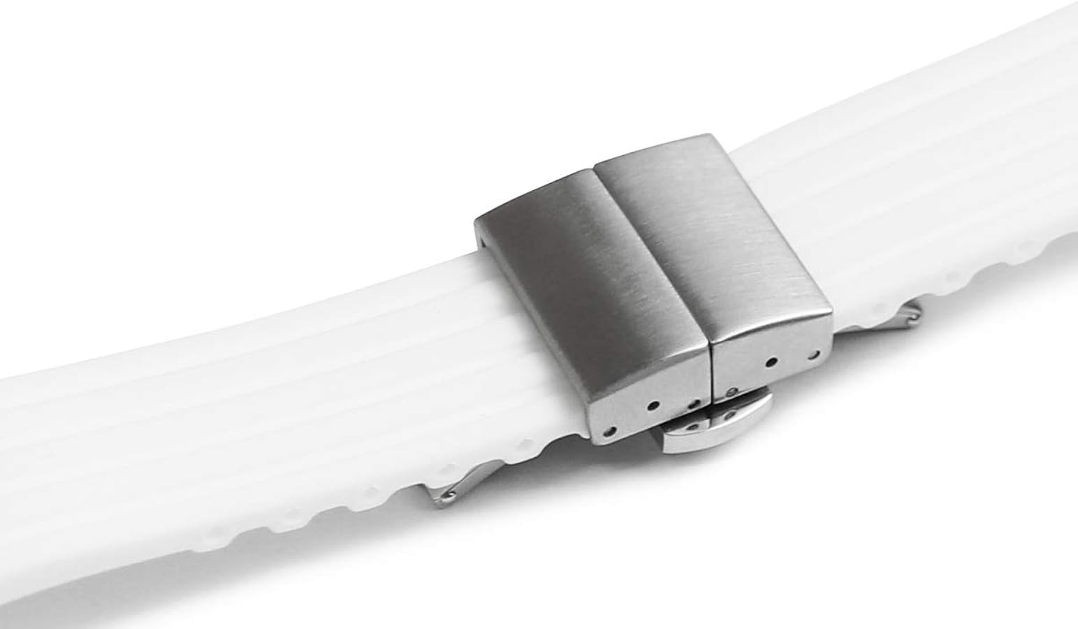 Amazon | 腕時計 ラバー ベルト 24mm 白 プッシュ式 Dバックル rpd