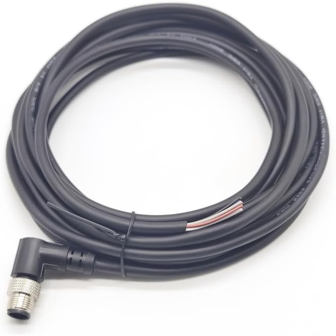 M12 5Pin Male Connector Cable, A Code Right Angle Molding Cable Male Aviation Sensor Electrical PVC Cable 125V 4A AC/DC Industrial Molded Cable AWG24（10Meter）