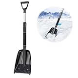 Snow Shovel,Home Garage Snow Removal with Ergonomic Handle,Heavy-Duty Lightweight Shoveling Tool,Long Large Capacity Shovel for Garden Car Camping Outdoor (Black)