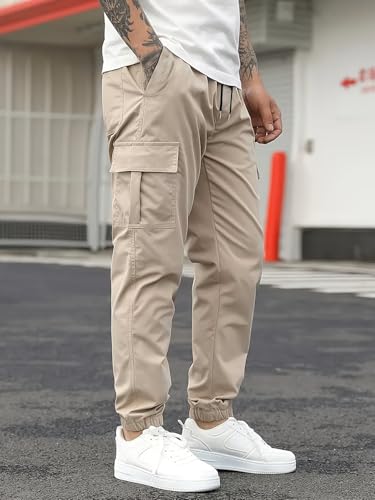 Image of ADBUCKS Men's Regular Fit low Rise Soild Cargos Style Joggers Casual Trousers