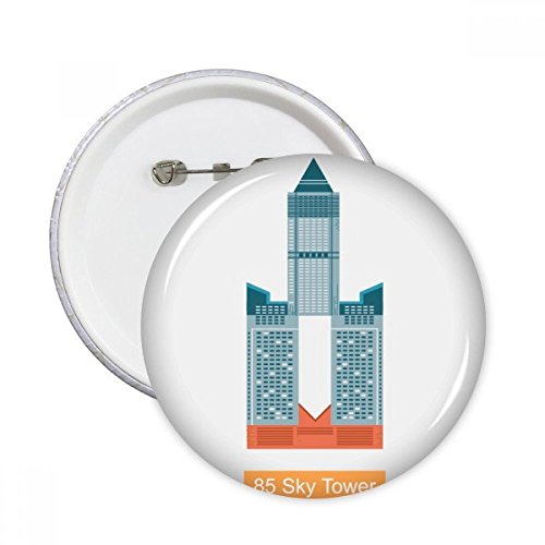 Badge Taiwan 85 Sky Tower pins ronds XXL de 5 pièces pour décoration de vêtements multicolore
