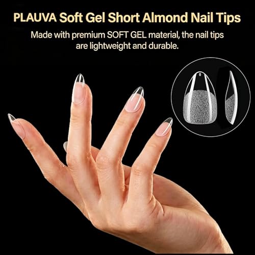 Plauva Almond Nail Tips - 216Pcs Soft Gel Acrylic