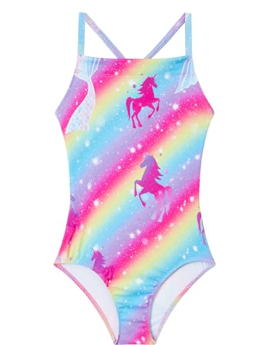 Girls Bathing Suits UPF 50+ Swimsuits Quick-Dry Cross-Strap for Toddlers & Kids 3-12T Sleeveless Sun Protection