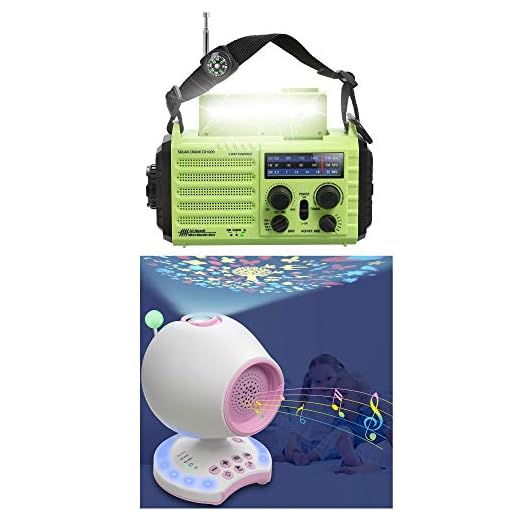 5-Way Powered Portable Emergency Solar Hand Crank AM/FM/SW/NOAA Weather Alert Radio + White Noise Sound Machine with Projection