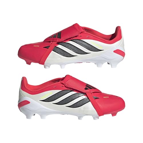 adidas Mixte Enfant Predator League Fold-Over Tongue Firm Ground Football Boots Kids, Lucid Red/Core Black/FTWR White, 37 1/3 EU