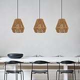 PINDODO 3 Pack Woven Pendant Light Fixtures,7" Rattan Pendant Lights Farmhouse Basket Light Fixture