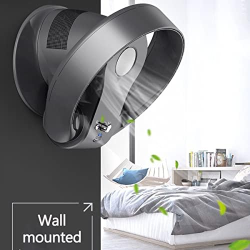 Bladeless Quiet Cooling Fan - Oscillating 90° Personal Table & Wall Mount Fan with 3 Speeds & Timer for Home, Office, Bedroom - Black Color