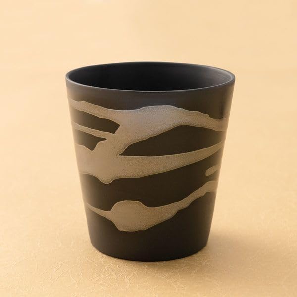 Made in Japan Ceramic Rock Cup Pair – 2×12oz Gold & Silver Swirl Design by Shigemichi Tabata | Handcrafted, Dishwasher Safe | Wooden Gift Boxed | Wedding, Birthday, Holiday Gift