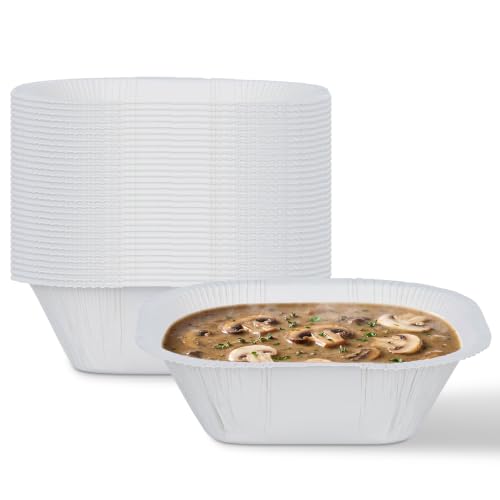 VIVAVENTURE 30 Pack 16 Oz Paper Bowls, Disposable Soup Bowl, Square Food containers Party Supplies Treat Bowls, Disposable Bowls Bulk For Snacks, Dessert, Breakfast, Lunch And Dinner Meals (White)