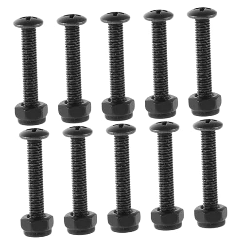 VICASKY 10pcs Surfboard Screws Kit Black Self Tapping Bolts Nuts for Secure Connection and Easy Replacement for Skateboard Surfboard Maintenance