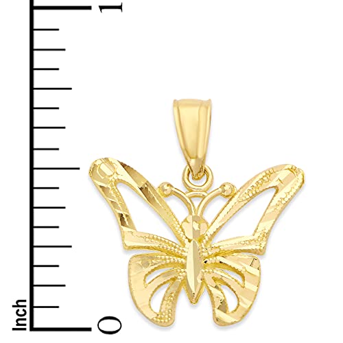 Solid 10k/14k Gold Butterfly Pendant4