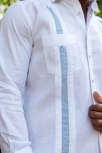 Mojito Men's 100% Linen Guayabera Chacabana Shirt Long Sleeve - Artisan Embroidery3