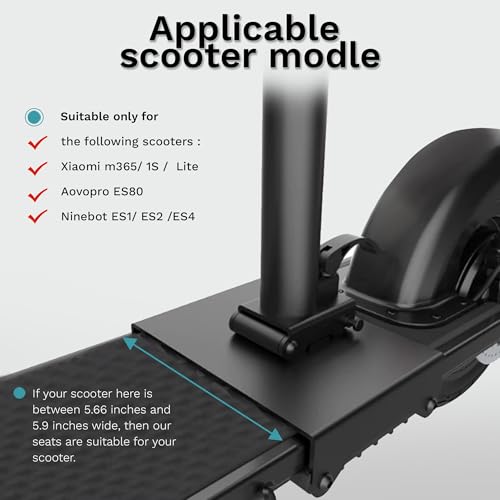 GLDYTIMES Electric Scooter Seat with Waterproof Cushion Cover for Ninebot ES1 ES2 E22 ES4/Razor C25/Xiaomi M365 Pro 1S/Aovopro ES80, Adjustable Foldable Seat Shock Absorbing Max Seat Saddle