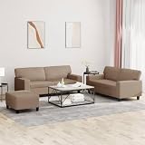 nestroco 3-TLG. Kunstleder Sofagarnitur Cappuccino-Braun mit Schlaffunktion, Bettkasten, Ottomane und Recamiere für Wohnzimmer und Gästezimmer, platzsparende Wohnlandschaft mit Stauraum