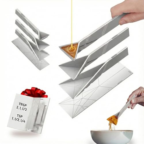 POLYGONS - Original Flat 3-in-1 Folding Measuring Spoons | 2 Spoons fold into 6 Sizes | Magnetic | DuraBend Tech lasts 100k+ folds | LeakProof for Wet & Dry | Gift Packaging | Baking/Cooking (White) by Polygons - Used condition - US$25.51