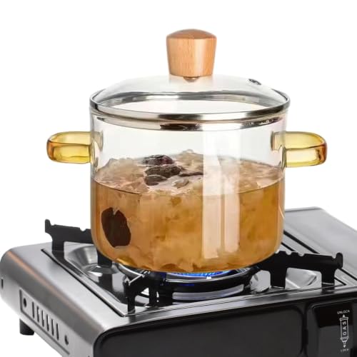 Glass Cooking Pot - 1600ml Heat Resistant Kettle, Clear Borosilicate Saucep | Clear Glass Pot Quick Heating Design Delivering Ef