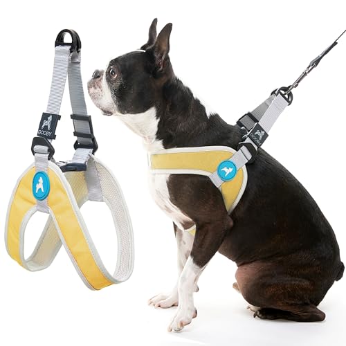 Gooby Simple Step in III Harness - Yellow, Medium - Small Dog Harness with Scratch Resistant Outer Vest - Soft Inner Mesh Harness for Small, Medium Dogs by Gooby - Used condition - US$8.50
