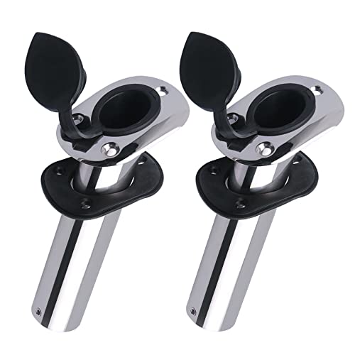 Hoffen 2 Pack Boat Stainless Steel Fishing Rod Holder Flush Mount With Pvc Cap -30 Degree (30 Degree) #TOP2