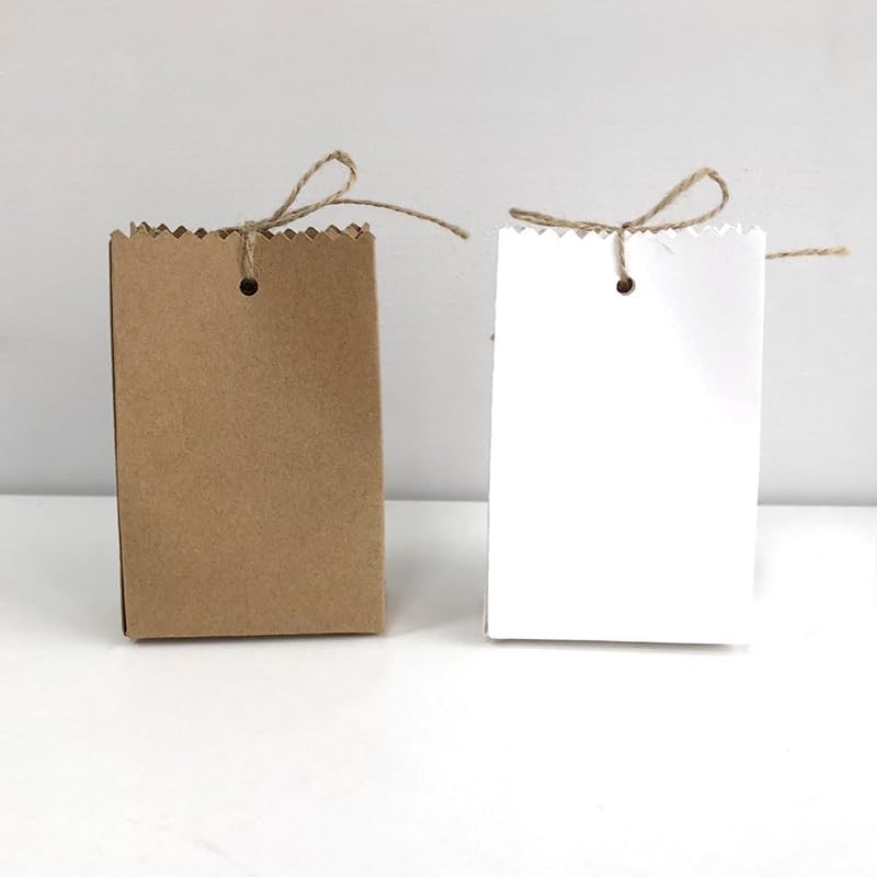Gift Bags 50Pcs Retro European Kraft Paper Box Party DIY Candy Cookie Bag Wedding Gift Box Gift Shower Decorative Packaging Bag (Color : White, Size : 50pcs)