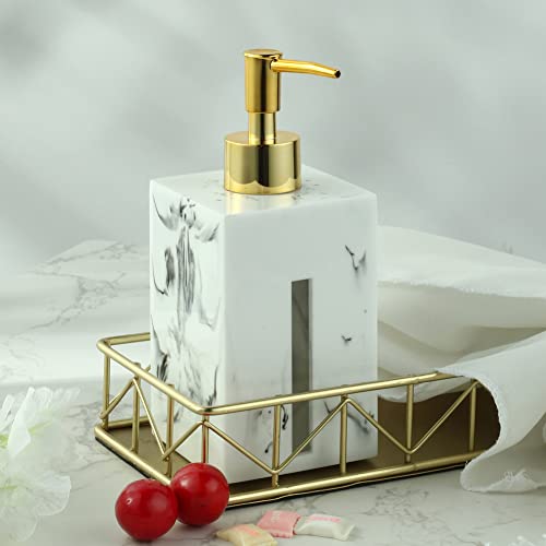 Gendlthij Countertop Soap Dispenser - 500Ml/ 17.63 Oz Resin Lightweight Soap Bottle Refillable Marbling Liquid Lotion Bottle Visable Soap Dispenser Home Hotel Bathroom #TOP1