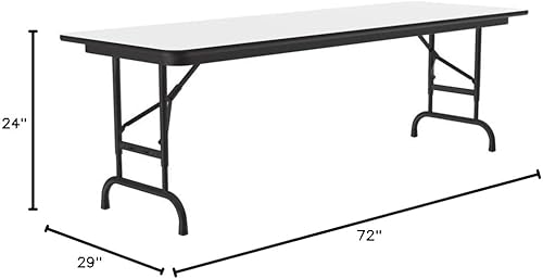 Miniatura 17 de Correll - Mesa plegable de altura ajustable y resistente, parte superior laminada de alta presión, fabricada en Estados Unidos, delantal de acero
