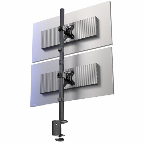 Vivo Dual LCD Monitor Desk Mount Stand Heavy Duty Stacked, Holds Vertical 2 Screens up to 32 (STAND-V002T)