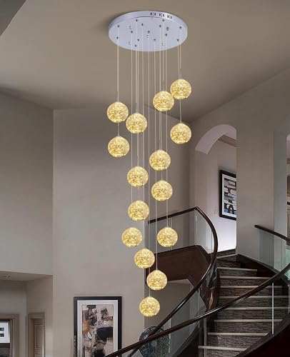 Luminaire grand plafond solution pour espace sombre avec ce chandelier 15 boules LED réglable 75W