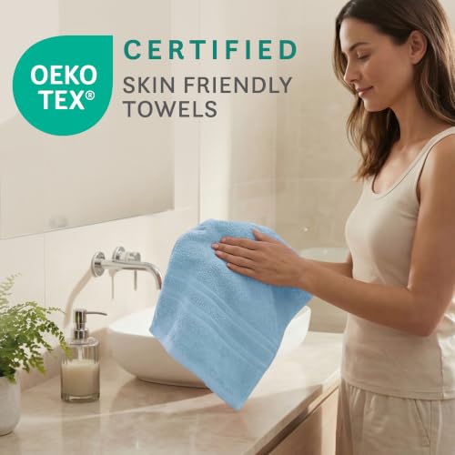 Image of MYTRIDENT Trident Hand Towels, 100% Cotton, Highly Absorbent, Super Soft, 2 Piece Hand Towel Set, 400 GSM, Hand Towel Set of 2, Gym - Spa Towel, Comfort Living Towel-Cool Blue