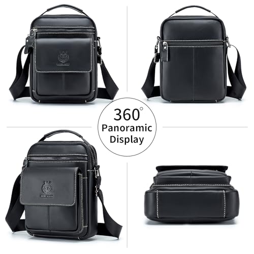 Image of Small Leather Messenger Bag for Men, Man Bag Crossbody, Men's Shoulder Bags Leather Man Purse Handbag