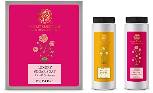 Image of Forest Essentials Silken Dusting Powder Indian Rose Absolute 100g (Talcum Powder)