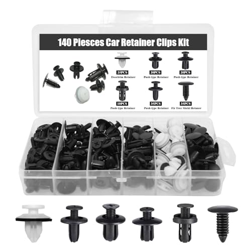 Jasjfasd 140 Pcs Grapas Coche, Remaches Plastico Coche, Tornillos para Parachoques, Incluye 6 Tipos de Grapas para Puertas y Clips Plástico Universales, Grapas de Carrocería, Clip Puerta Coche