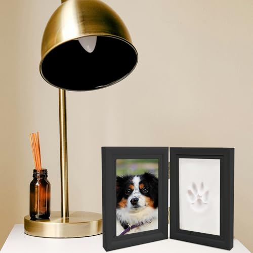 wlsvega Pfotenabdruck Set Katze - Hundepfoten Abdruck - Doppelt Gefaltetes Design Mit Ton-Einlage,Geeignet FüR Andenken an Haustiere (schwarz)