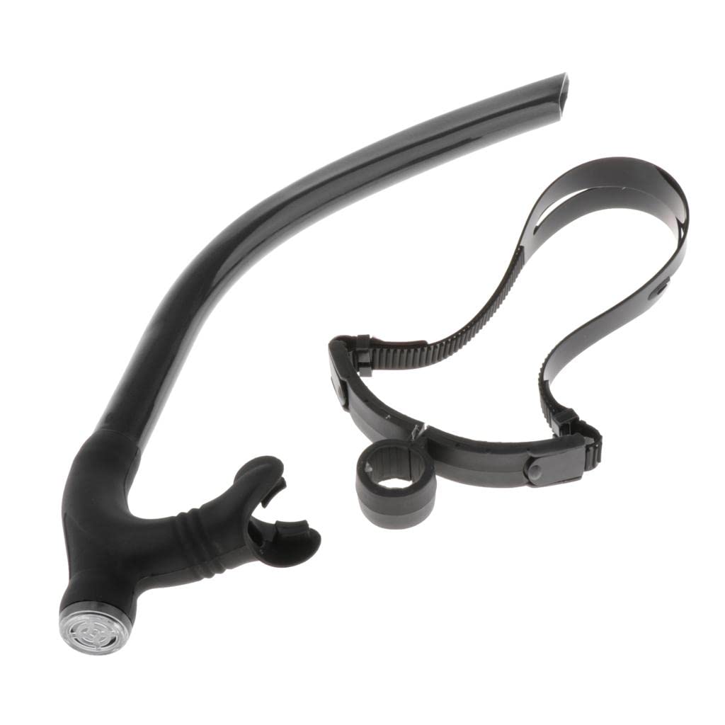 Diving Swimming Center Snorkel Silicone Breathing Tube with Head Strap Black-image-25