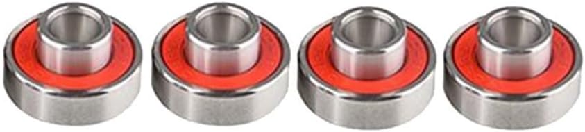 608 2RS Long Plate Integrated Bearings with ABEC11 Precision for High Speed and Silent Operation, Pre Lubricated Steel Bearings Suitable for Skateboards, Scooters, Inline Skates (Red 4pcs)