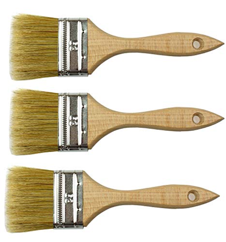 Flachpinsel Lackierpinsel Malerpinsel 3-er Set mit Holzgriff Größe: 63 mm/14 mm – Ansicht 1