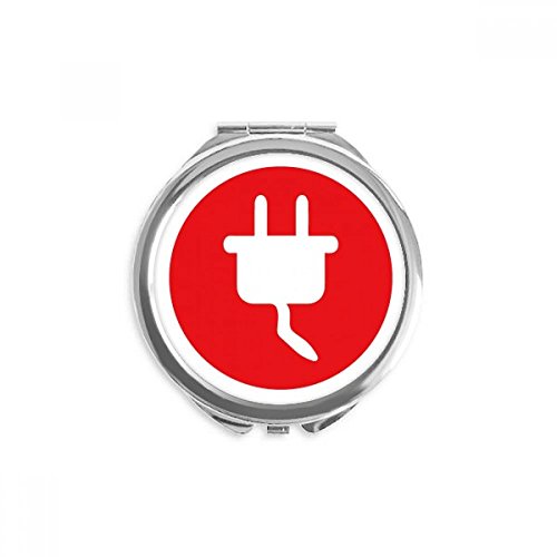 Miroir rond maquillage de poche compact avec motif fiche rouge 6,6 cm